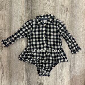 Peyton and Parker 12-18 months black and white plaid onesie